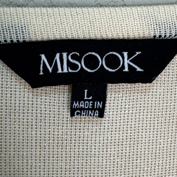 MISOOK Sweater Size Large Pink Sparkle Colorblock 3/4 Sleeve Lined - Picture 2 of 9